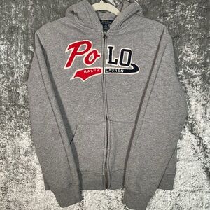 Polo Ralph Lauren Zip Sweat Hoodie Boys Dual Varsity Logo Hoodie - Gray Heather